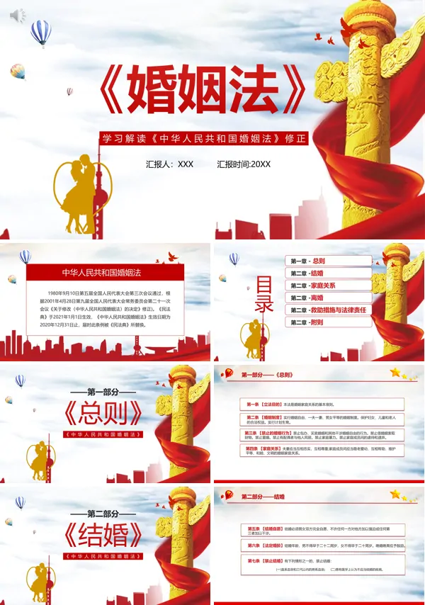 学习解读婚姻法PPT模板