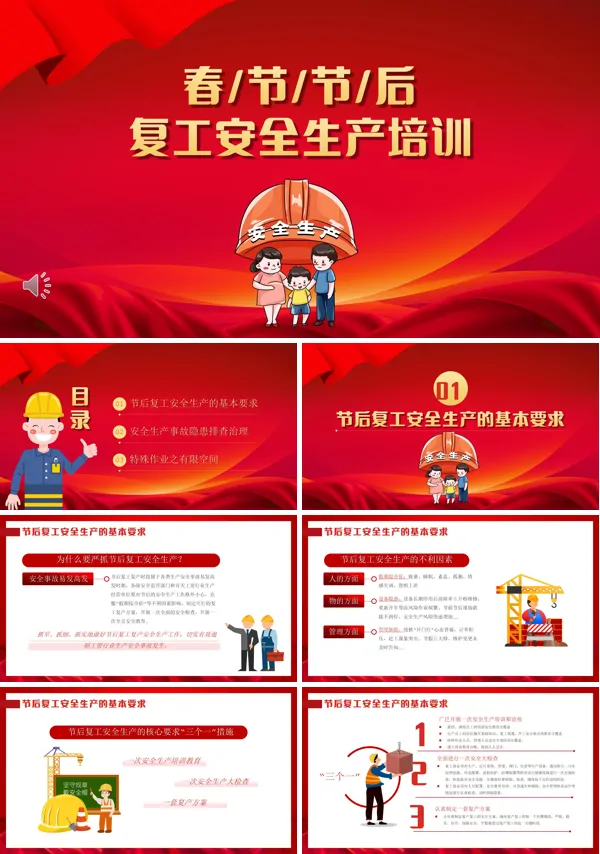 春节节后复工安全生产培训PPT