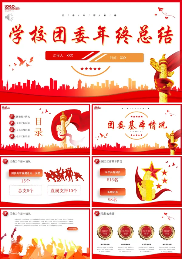 学校团委工作年度总结PPT
