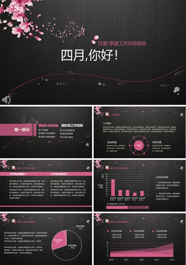 拉丝金属风格季度工作总结汇报报告