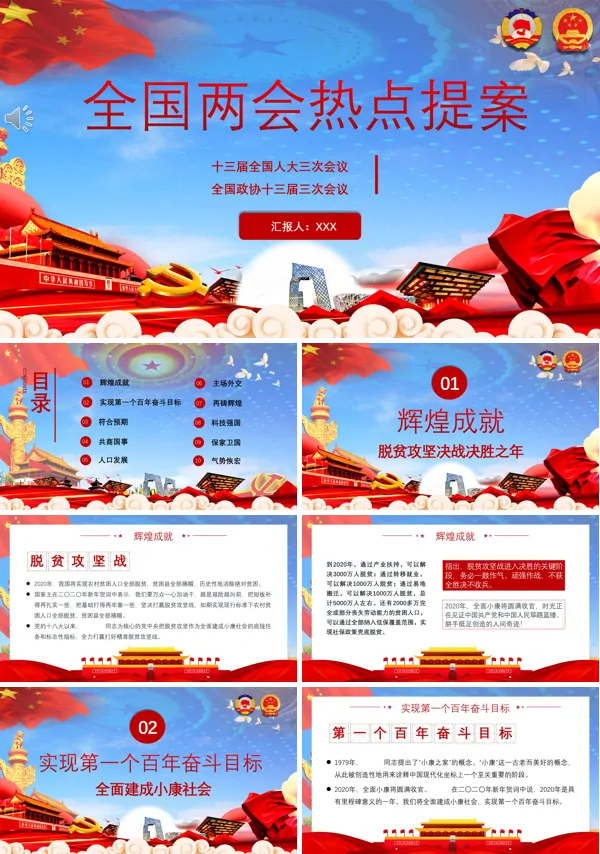 2020全国两会热点提案PPT