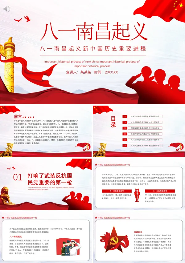 八一南昌起义新中国历史重要进程动态PPT模板