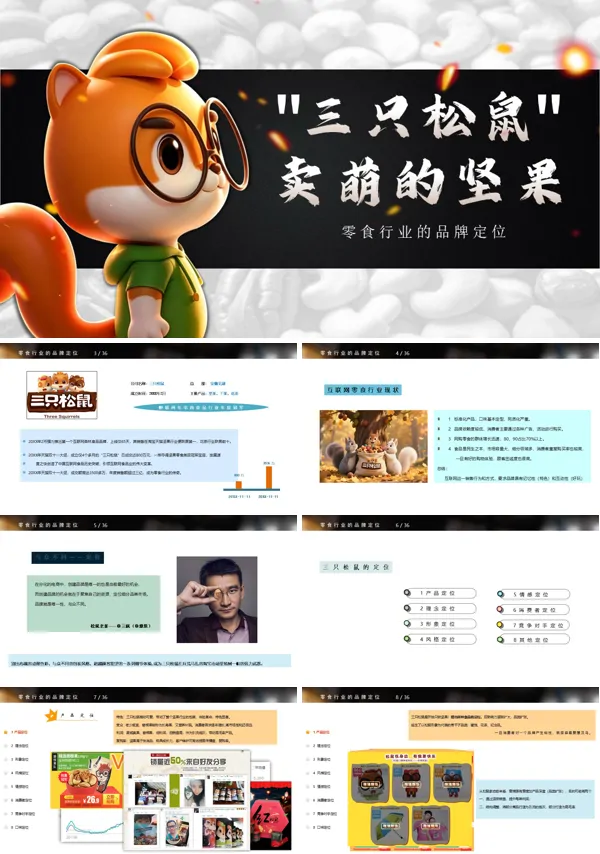 坚果零食三只松鼠的品牌定位策划方案PPT模板含讲稿