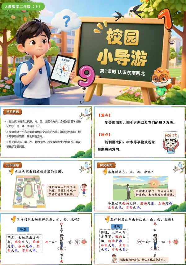 校园小导游 第1课时《认识东、南、西、北》二年级数学上册人教 ppt课件（教案）