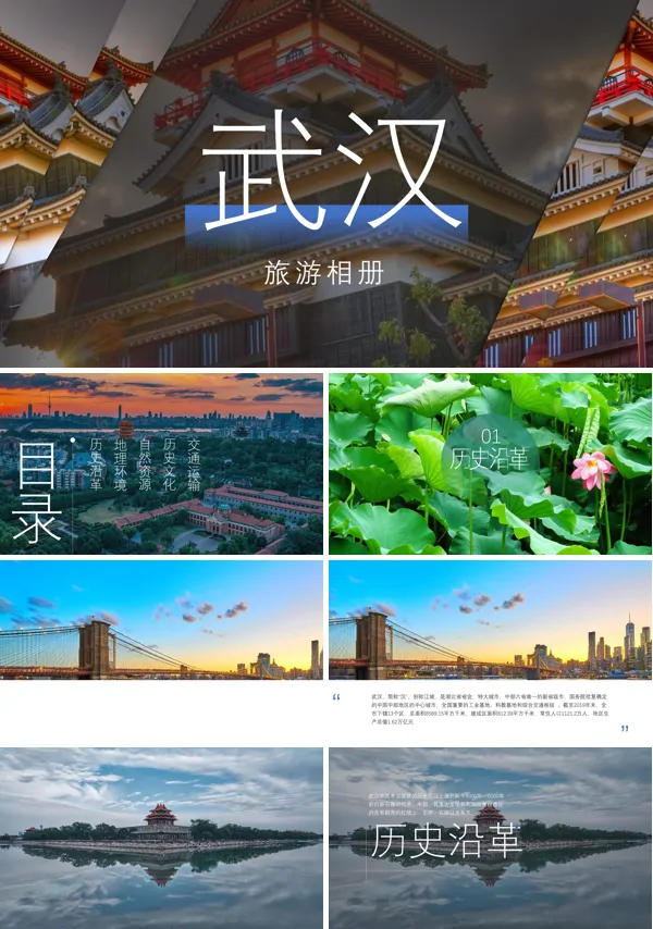 武汉旅游相册PPT