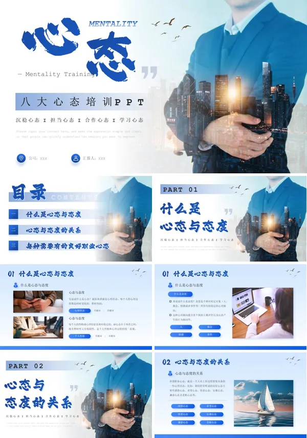 成功的八大心态培训课件PPT模板