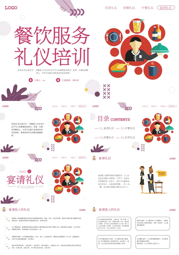 餐饮服务人员礼仪培训PPT模板含讲稿