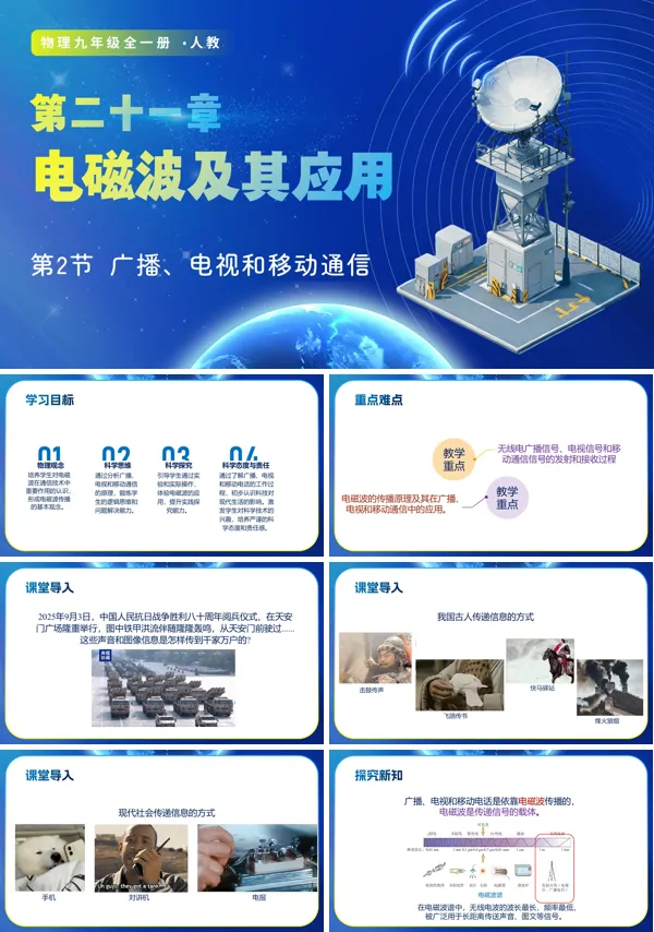 九年级物理21章人教 第2节 广播、电视和移动通信（教学课件）ppt课件（教案+导学案+分层作业）