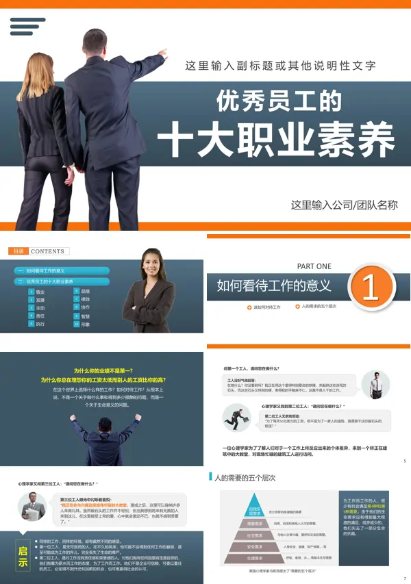 优秀员工的十大职业素养PPT培训模板