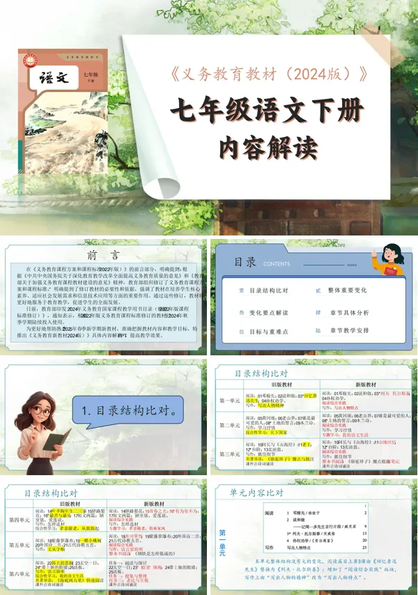 七年级语文下册（统编版2024）-【新教材解读】义务教育教材内容解读课件PPT模板含讲稿