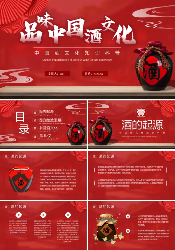 酒文化宣传介绍教育课件PPT模板含讲稿