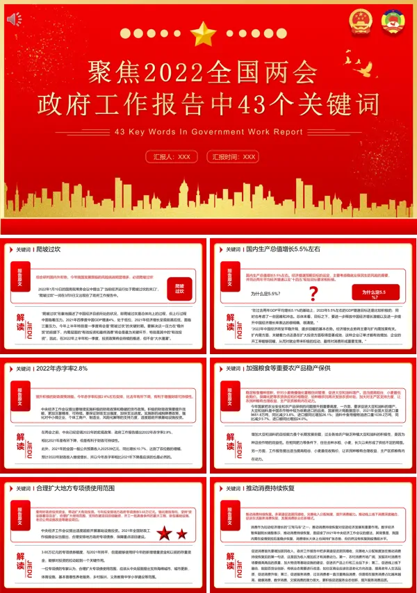 政府工作报告中43个关键词PPT专题党课