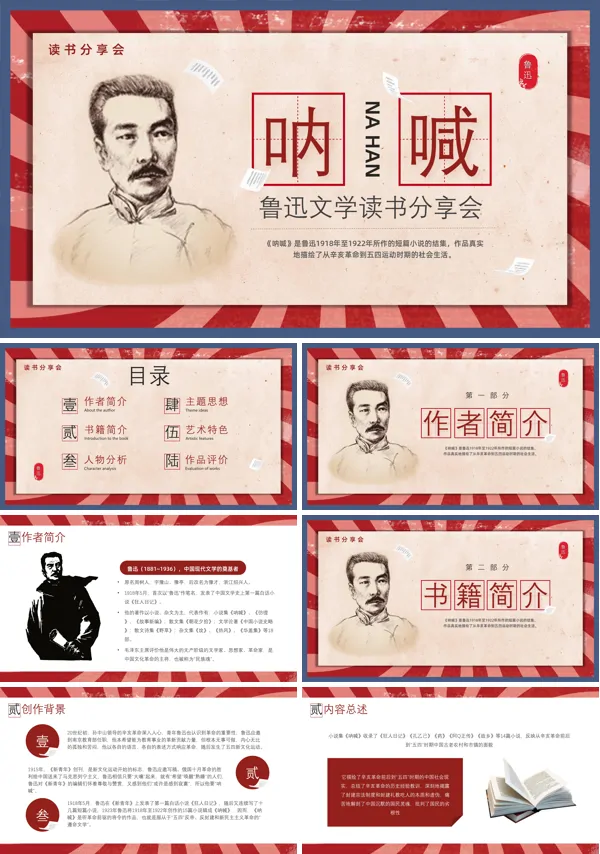 呐喊鲁迅读书分享名著导读PPT课件