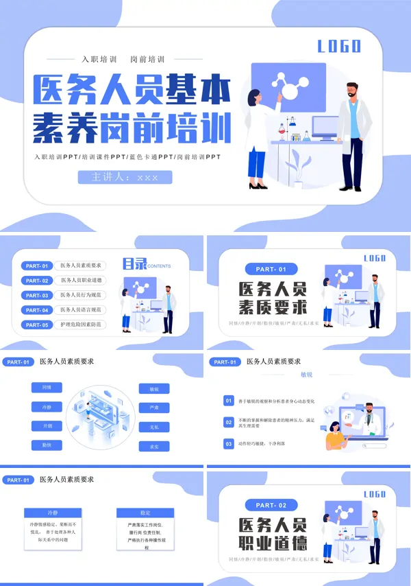 医务人员基本素养岗前培训教材PPT模版 