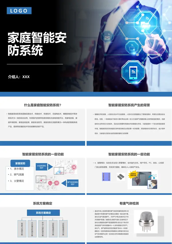 智能家庭安防系统设计PPT动态模板