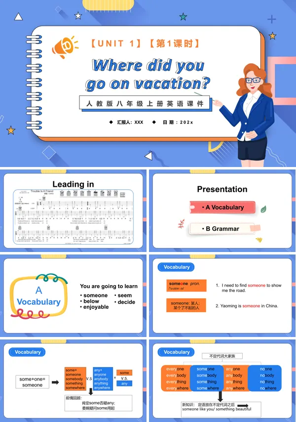  八年级英语unit10where did you go on vacation课件人教版PPT模板