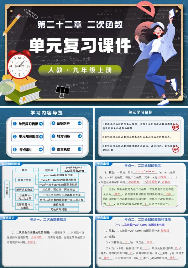 第二十二章《二次函数》单元复习 九年级数学上册人教 ppt课件（教案）