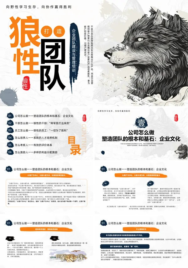 狼性文化职场培训PPT模板含讲稿