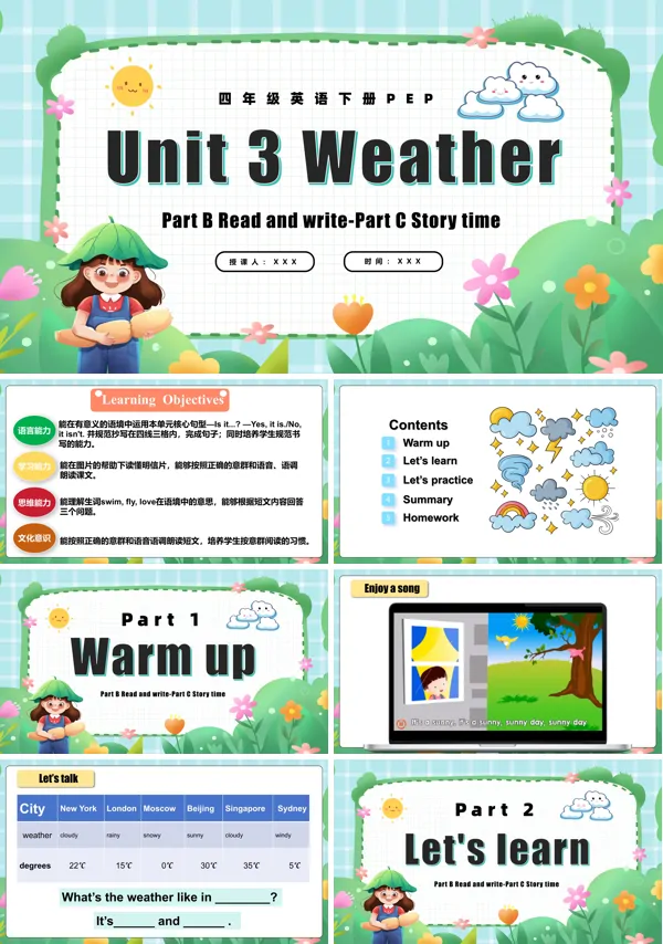 四年级英语下册Unit3第6课时Part B Read and write - Part C Story timePPT课件含教案