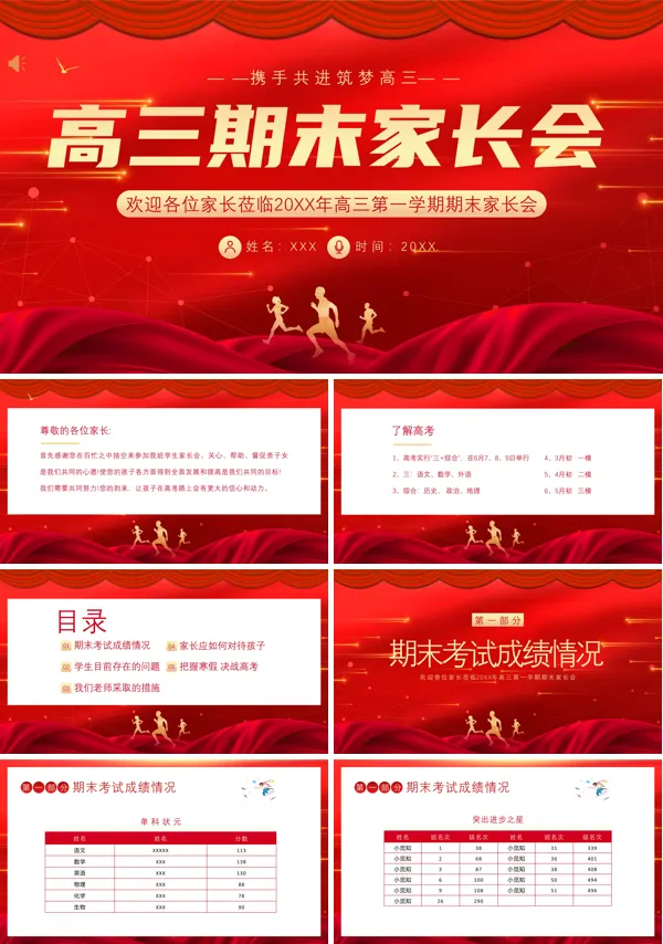高三期末家长会教案PPT