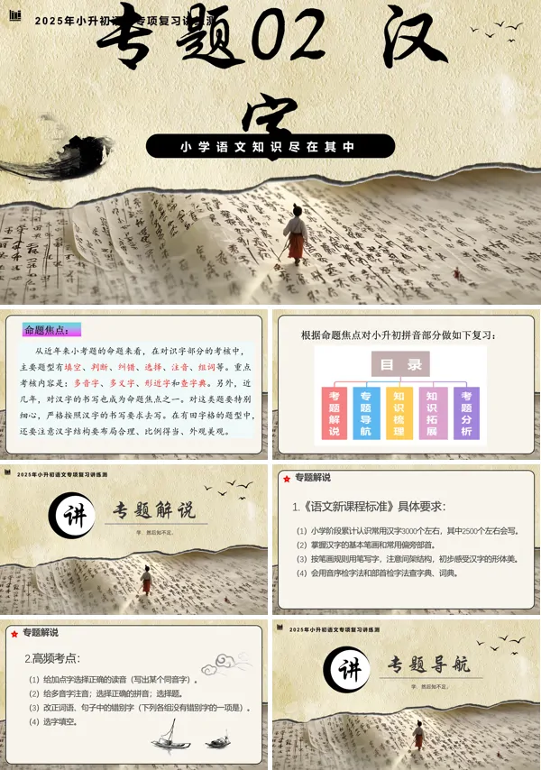 2025年小升初语文复习讲练测统编汉字PPT课件含教案