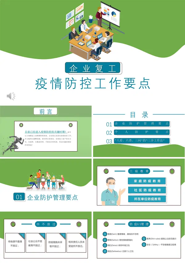 企业复工疫情防控工作ppt模板