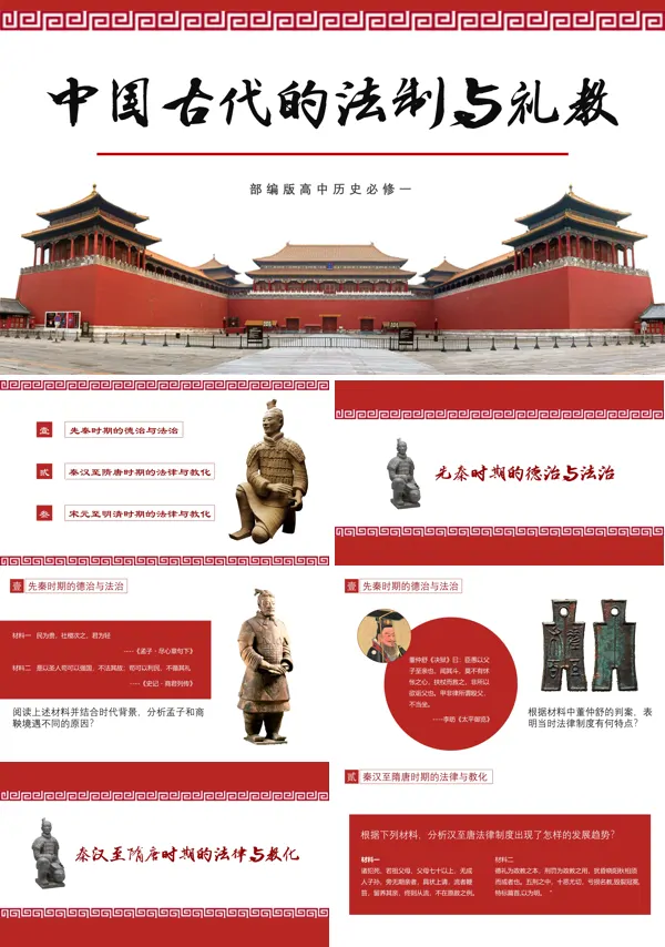 部编版高中历史选修一中国古代的法制与礼教PPT课件