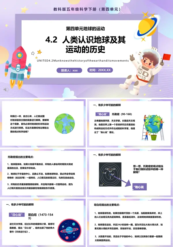 教科版五年级科学下册人类认识地球及其运动的历史课件PPT