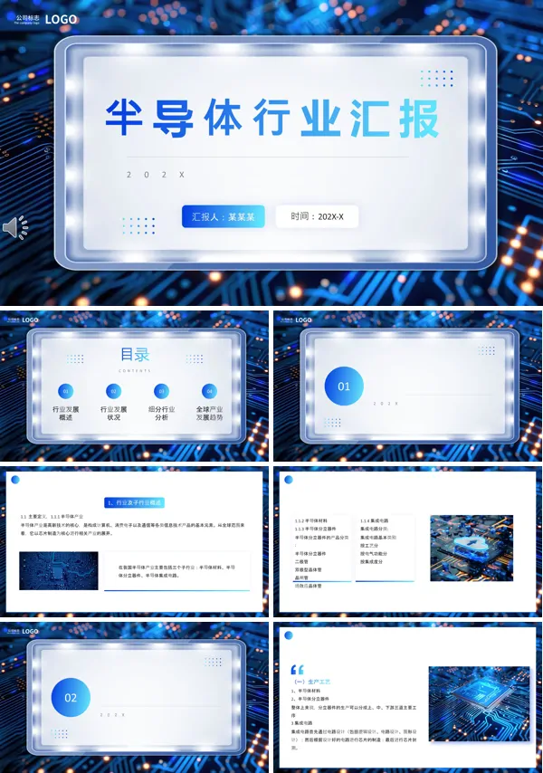 半导体行业工作总结汇报PPT模板含讲稿