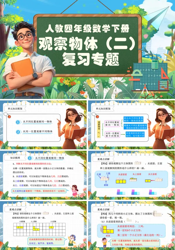 第二单元复习部编小学数学四年级下册观察物体（二）PPT课件含教案