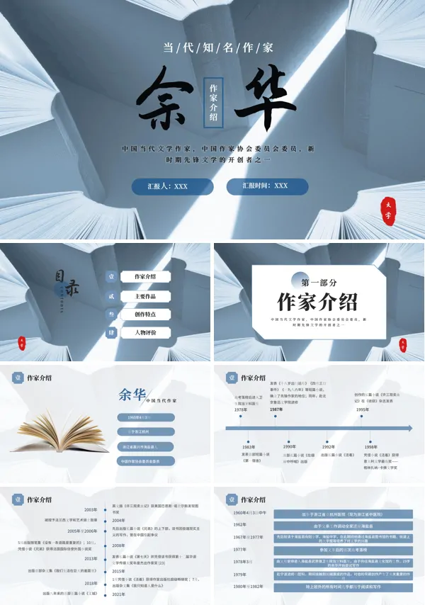 余华介绍当代知名作家PPT下载课件模板