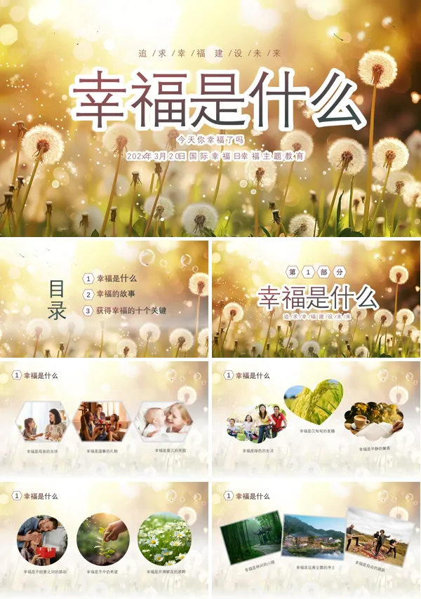 国际幸福日追求幸福建设未来PPT