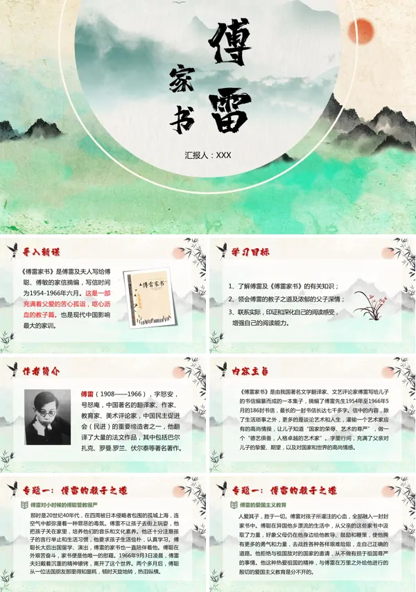 傅雷家书读后感PPT课件