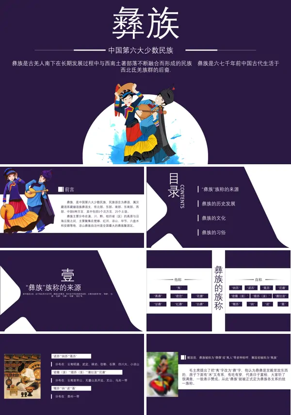 彝族文化介绍ppt模板