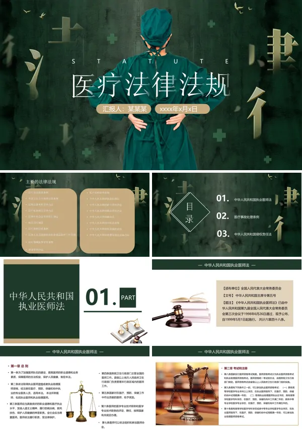 医疗法律法规培训课件PPT模板