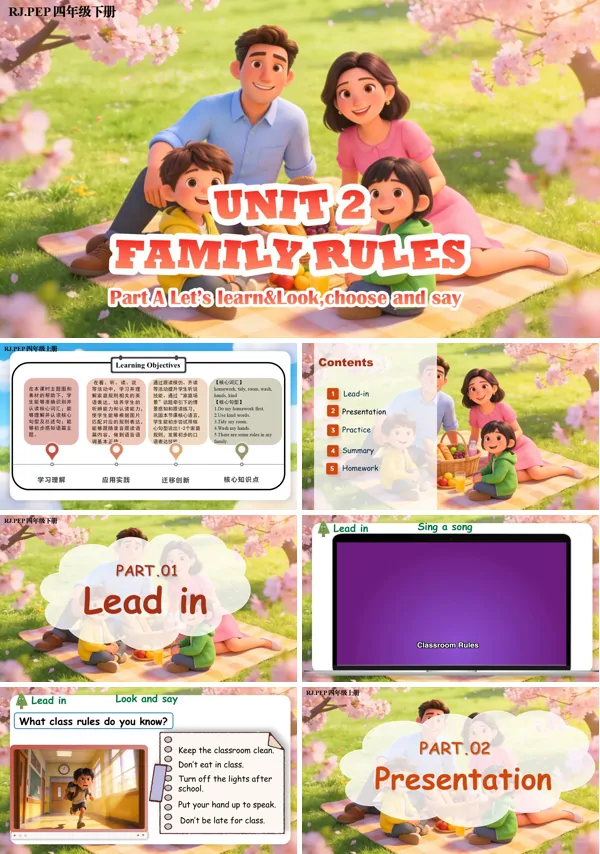 第2课时《Unit 2 Part A Let’s learn&Look, choose and say》英语人教PEP四年级下册ppt课件（教案）