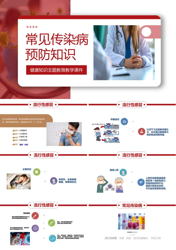 常见传染病预防知识PPT模板含讲稿
