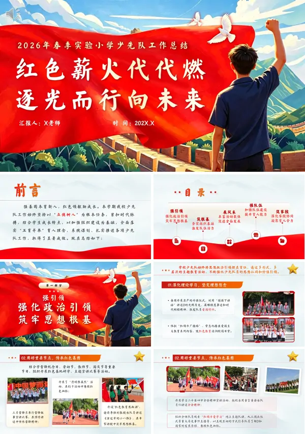 少先队工作总结暨大队辅导员述职汇报PPT含讲稿