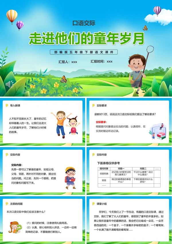 走进他们的童年岁月课件PPT模板