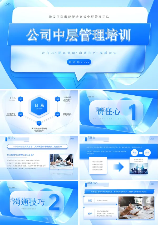 中层管理培训内容型ppt模板含讲稿