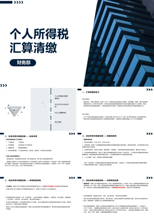 个人所得税汇算清缴培训PPT模板