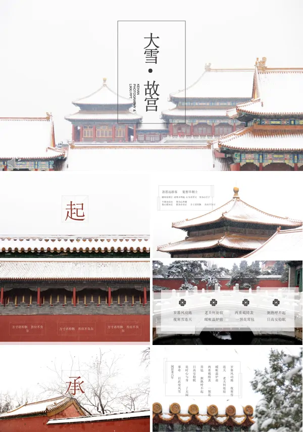 大雪下的故宫游记心得PPT模板