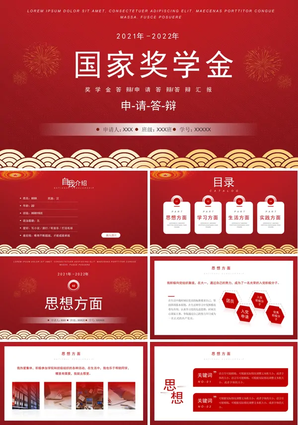 完整版国家奖学金申请答辩PPT