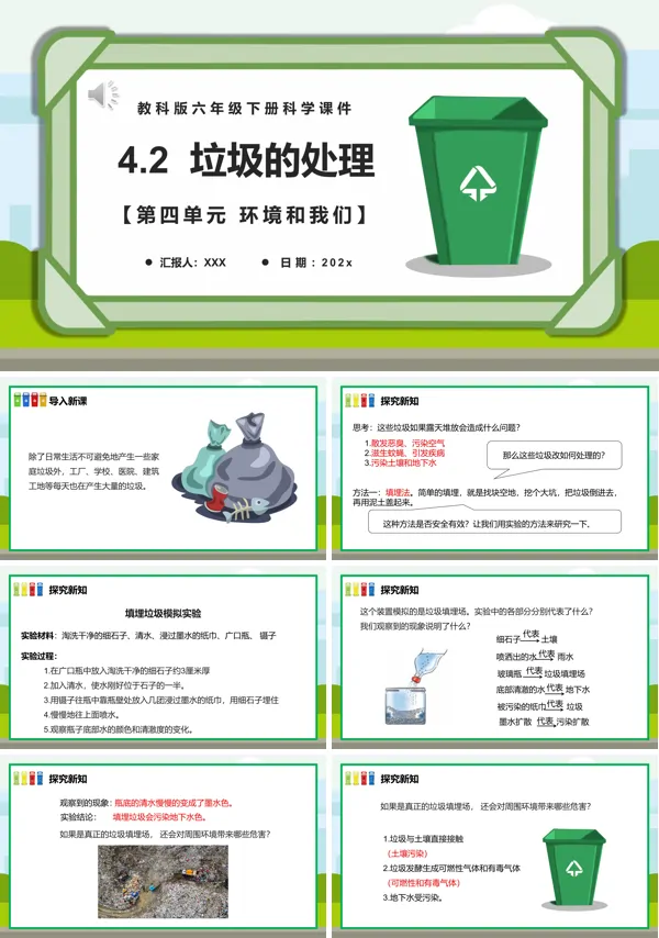 六年级科学下册垃圾的处理课件PPT课件模板
