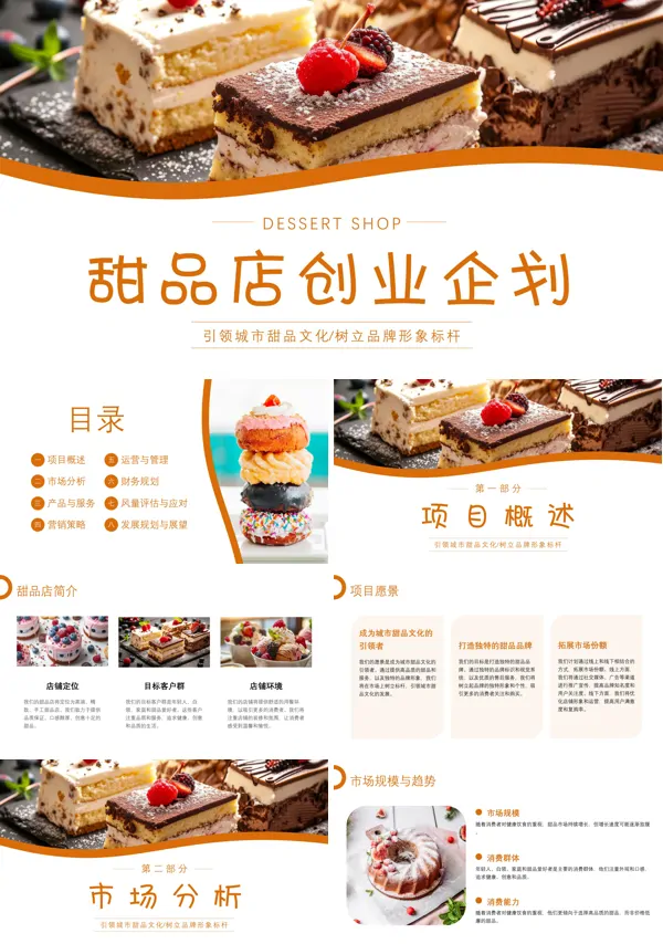 甜品店创业计划书课件PPT模板