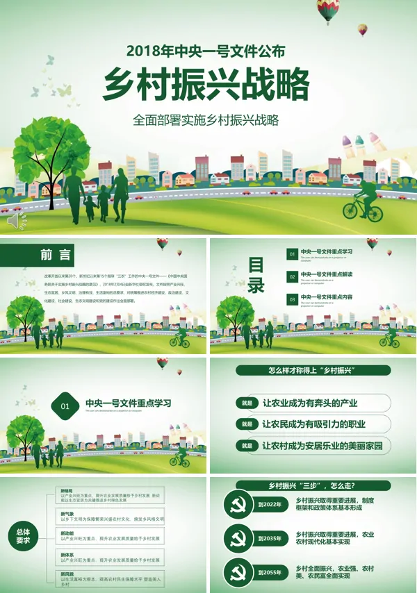 全面部署实施乡村振兴战略计划策划规划PPT模板
