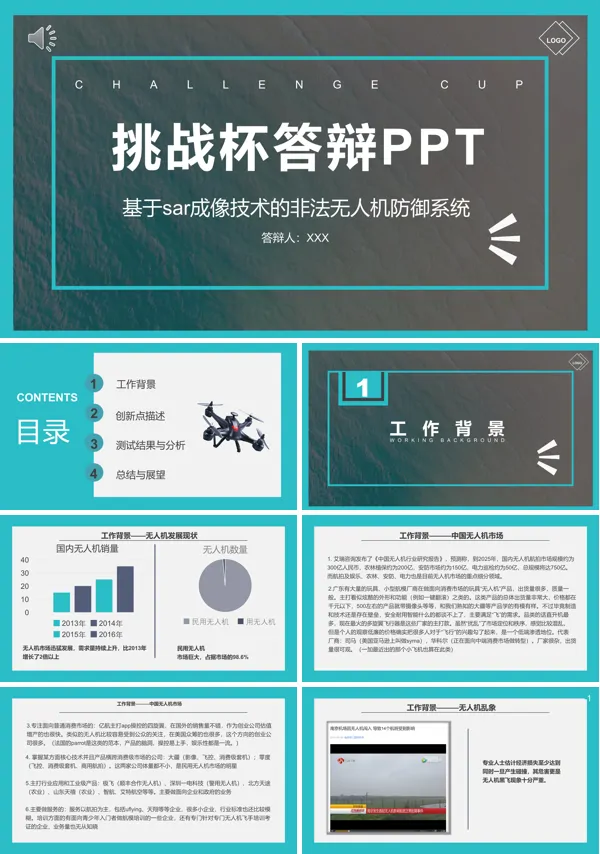 基于SAR成像技术的非法无人机防御系统PPT挑战杯毕业论文答辩