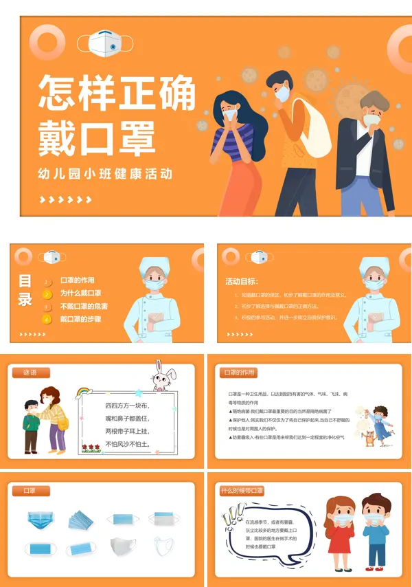 幼儿园安全正确佩戴口罩ppt课件