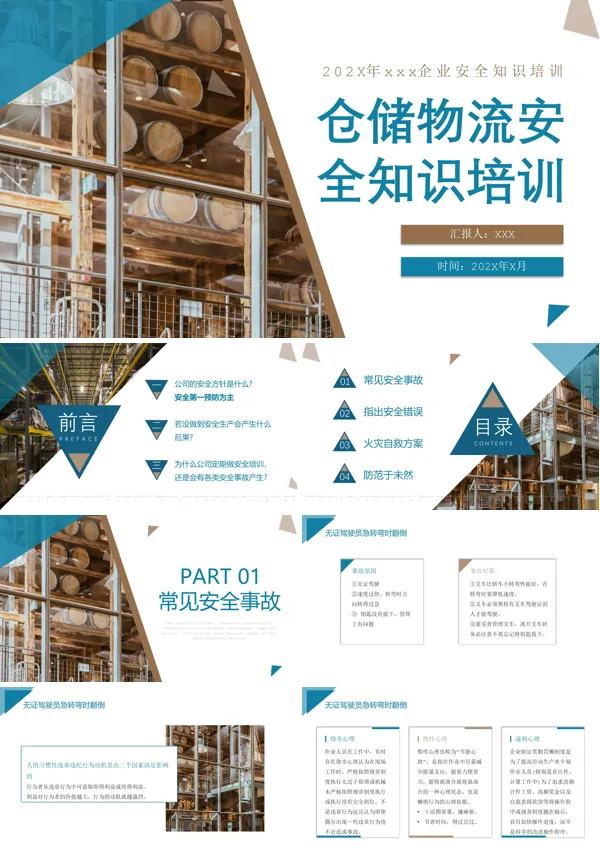 仓储物流仓库安全培训教育课件ppt模板