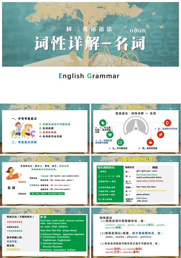 九年级英语课件初三英语名词词性详解PPT课件